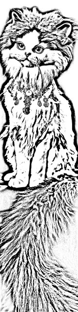 Free colorable bookmarks of a long tail cat